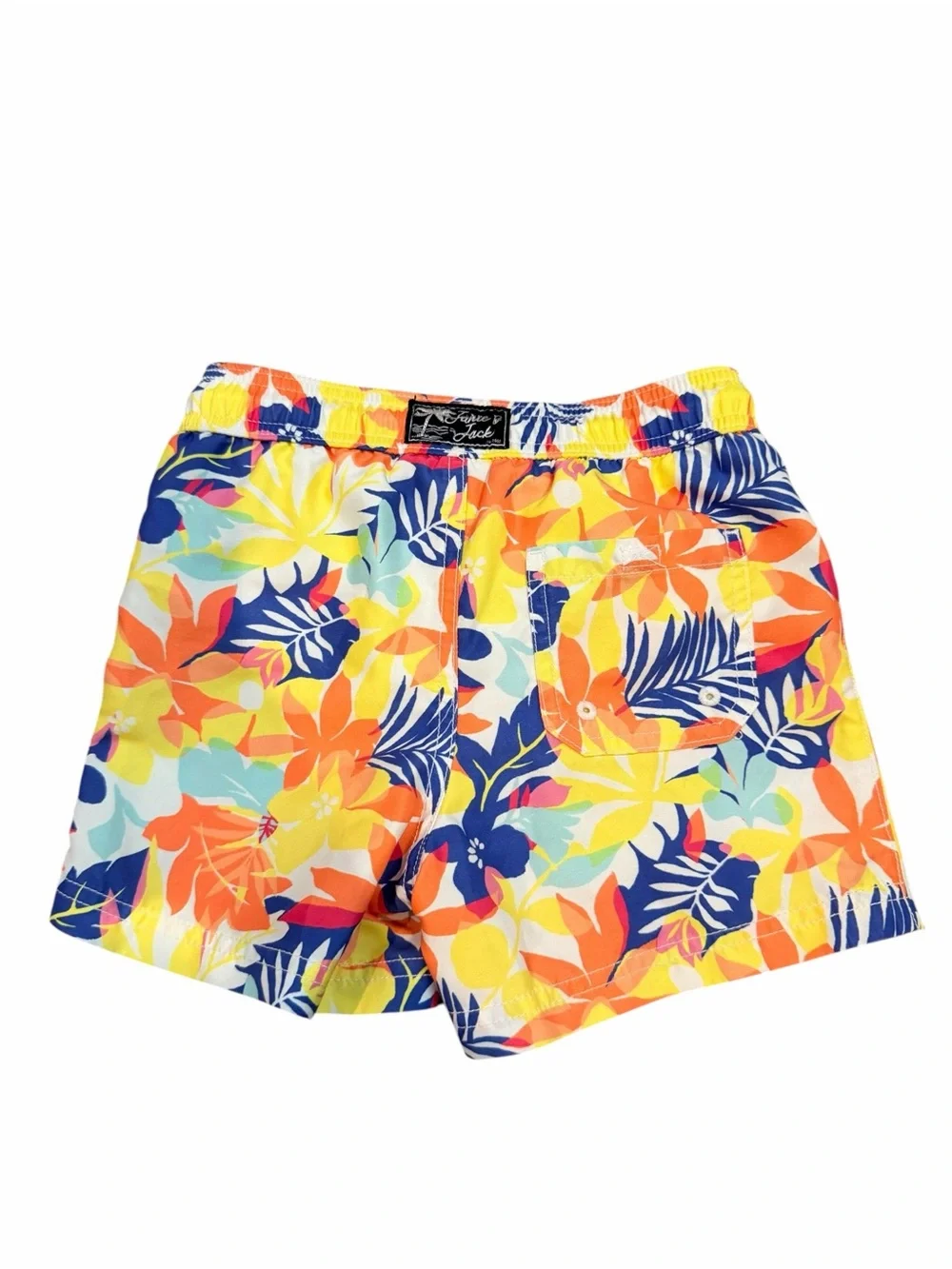 Janie and Jack Boy’s Tropical Floral Swim Shorts - Yellow, Orange & Blue